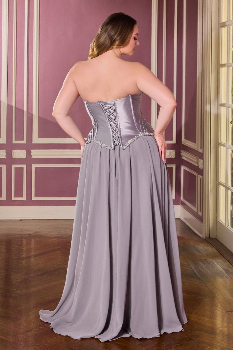 Ball Gown Strapless Sweetheart Neckline Satin Corset Crystal Bodice Chiffon Skirt-1