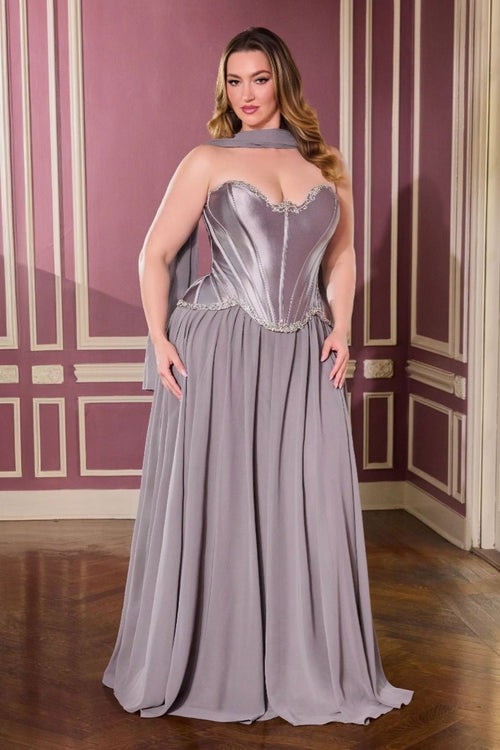 Ball Gown Strapless Sweetheart Neckline Satin Corset Crystal Bodice Chiffon Skirt-1