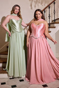 Ball Gown Strapless Sweetheart Neckline Satin Corset Crystal Bodice Chiffon Skirt-0