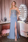 Fitted Dress With Strapless Corset Bodice And Sparkling Embellishments-2