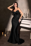 Strapless Stretch Satin Sweetheart Gown With Ruching-0
