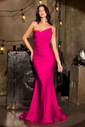 Strapless Stretch Satin Sweetheart Gown With Ruching-0