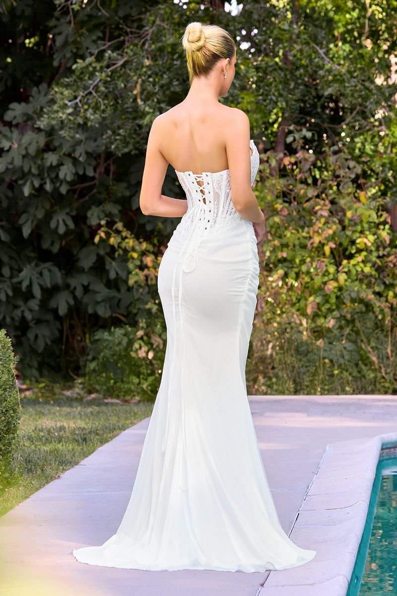 Fitted Bridal Gown a Strapless Sweetheart Neckline and a Detailed Lace Corset Bodice-1
