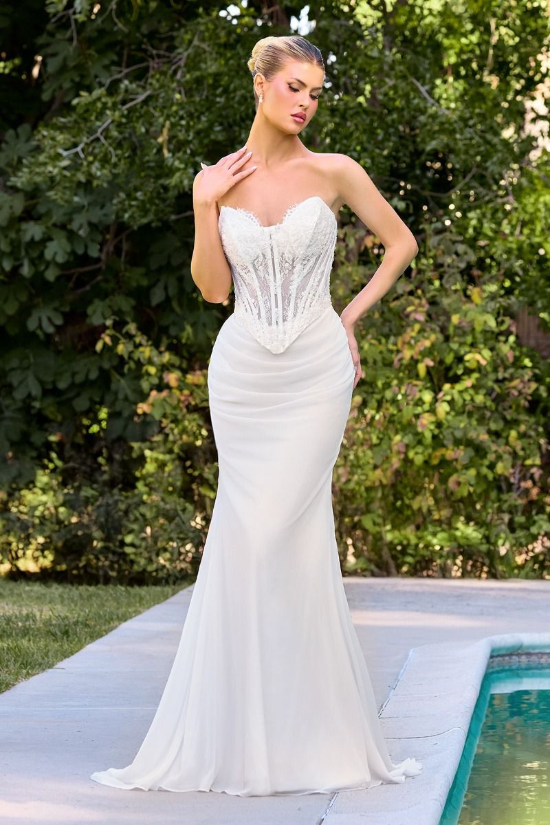 Fitted Bridal Gown a Strapless Sweetheart Neckline and a Detailed Lace Corset Bodice-0