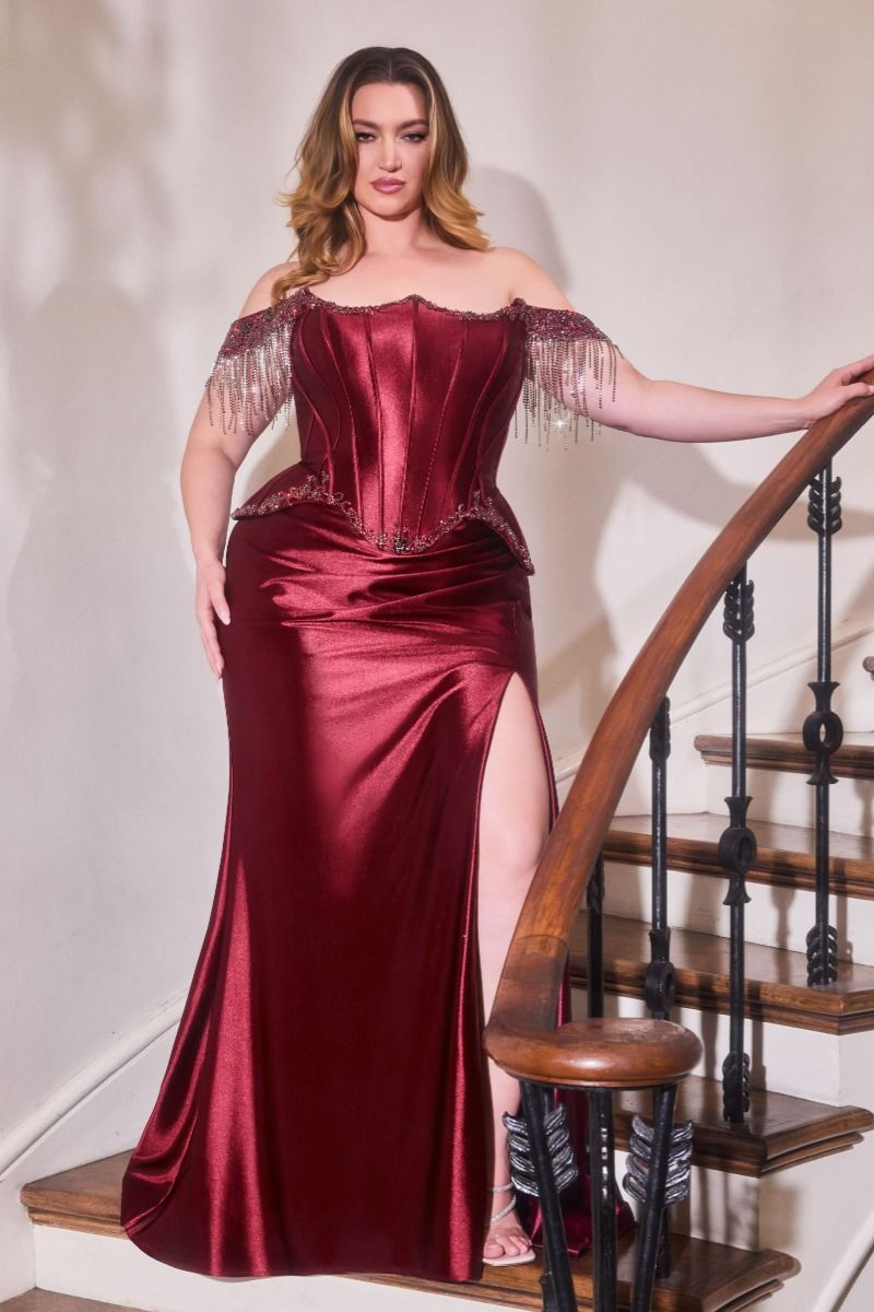 Fitted Strapless Lace & Satin Gown-2