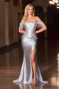 Fitted Strapless Lace & Satin Gown-6