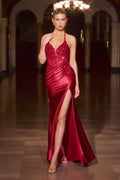 Fitted Satin & Lace Embellished Gown-2
