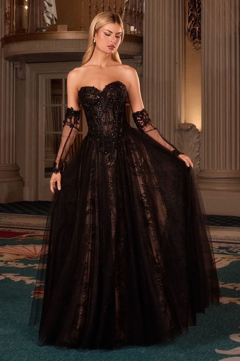Strapless A-Line Dress & Removable Sleeves-2
