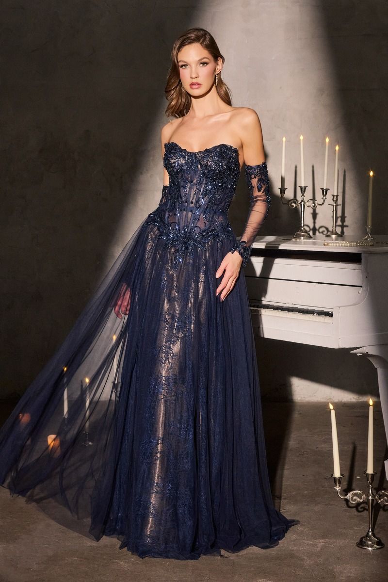 Strapless A-Line Dress & Removable Sleeves-4
