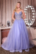 Strapless Crystal Corset A-Line Glitter Tulle Gown-0
