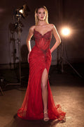 Strapless Fitted Gown With Lace Detailing-10