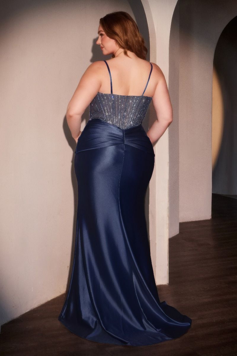 Fitted Satin Embellished Curve Dress-1