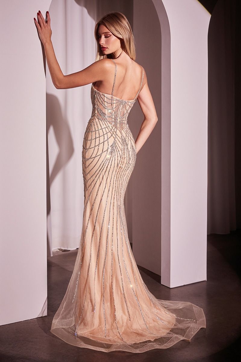 Fitted Pearl & Crystal Gown-1
