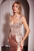 Fitted Satin & Lace Gown-4