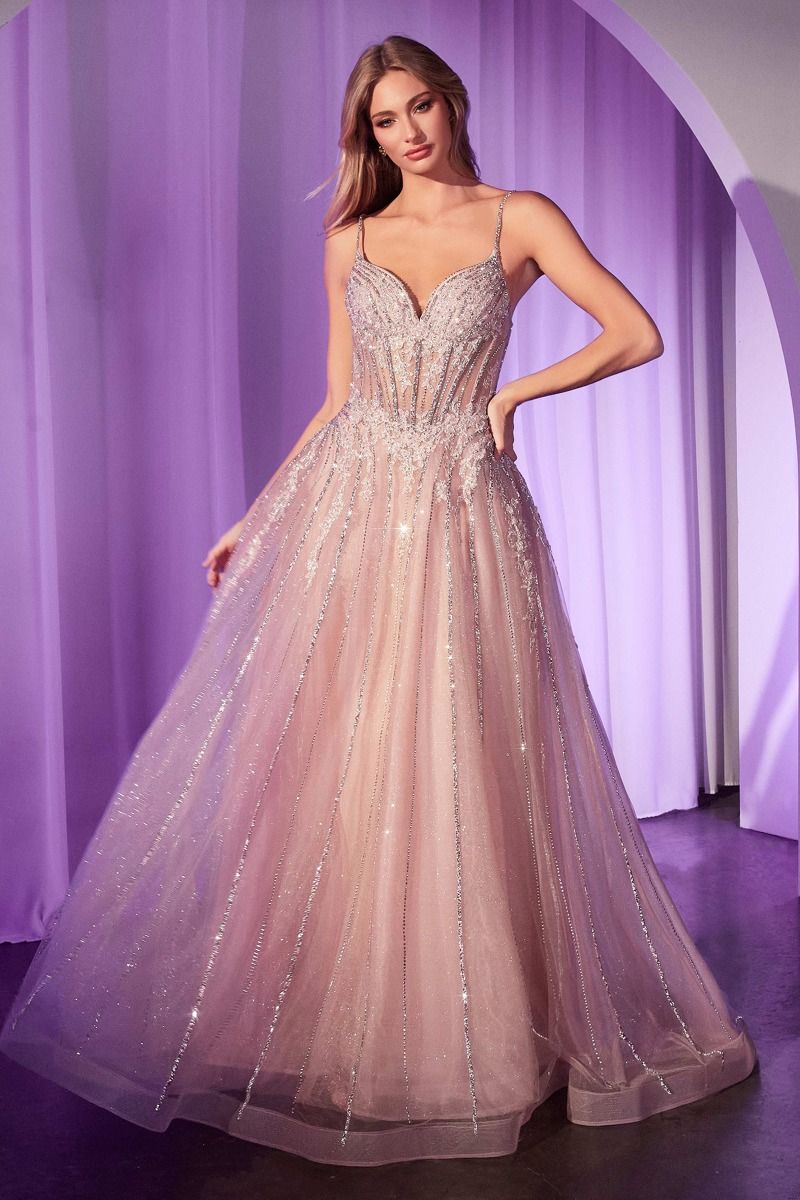 Crystal Embellished A-Line Tulle Dress-4
