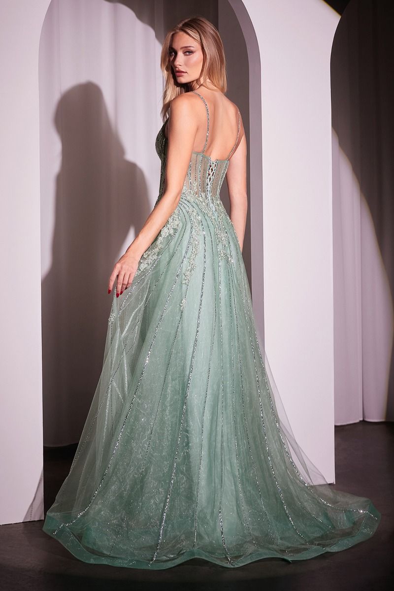 Crystal Embellished A-Line Tulle Dress-2