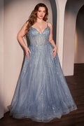 A-Line Layered Tulle Plus Size Dress-1