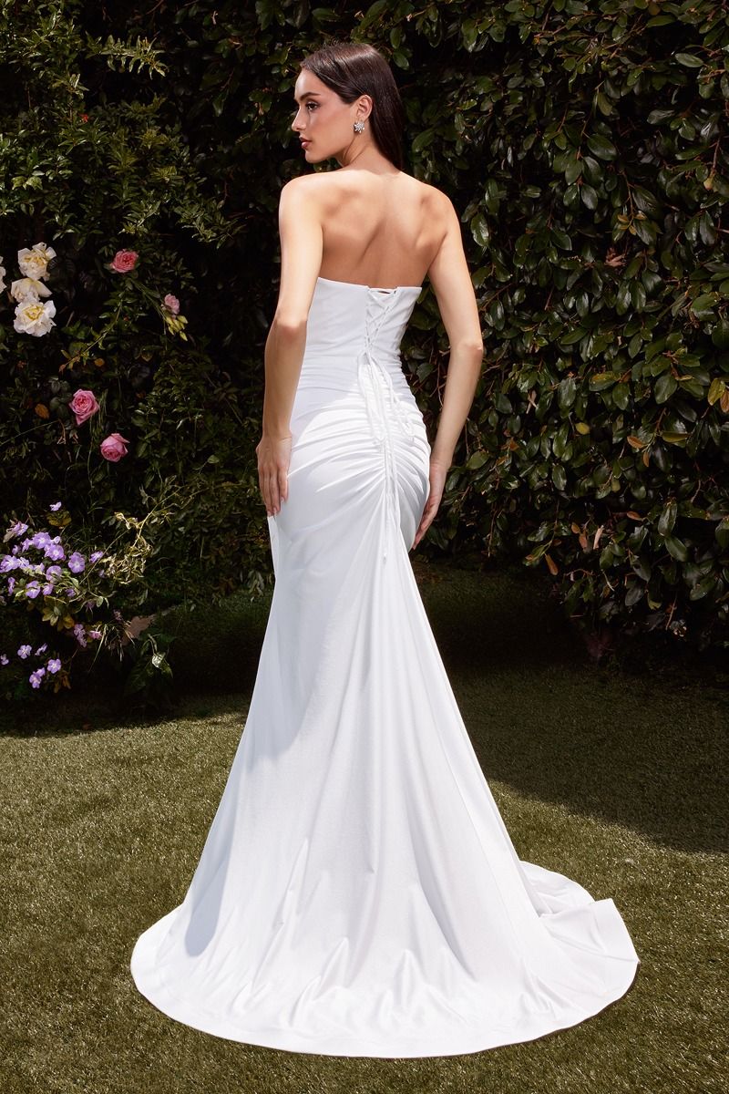 Strapless Stretch Satin Bridal Dress-2