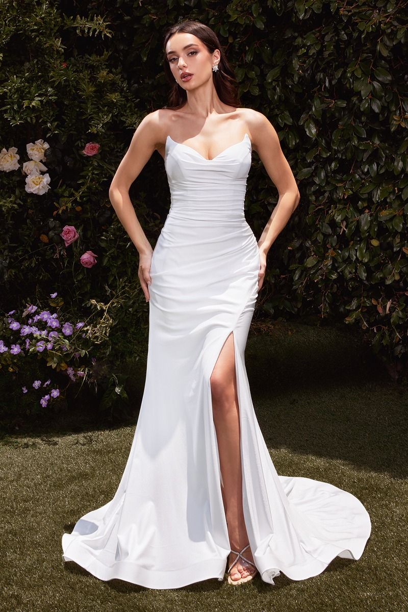 Strapless Stretch Satin Bridal Dress-1