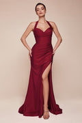Halter stretch spandex fitted gown-2