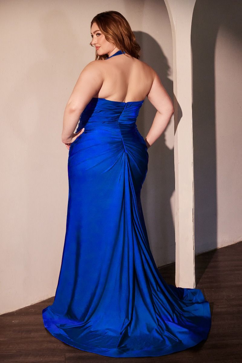 Halter stretch spandex fitted gown-4