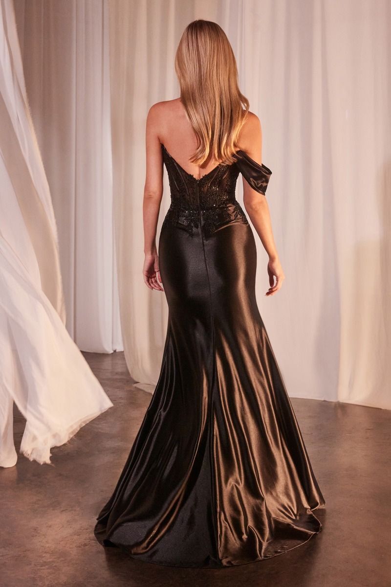 Lace & Satin Fit & Flare Gown-1