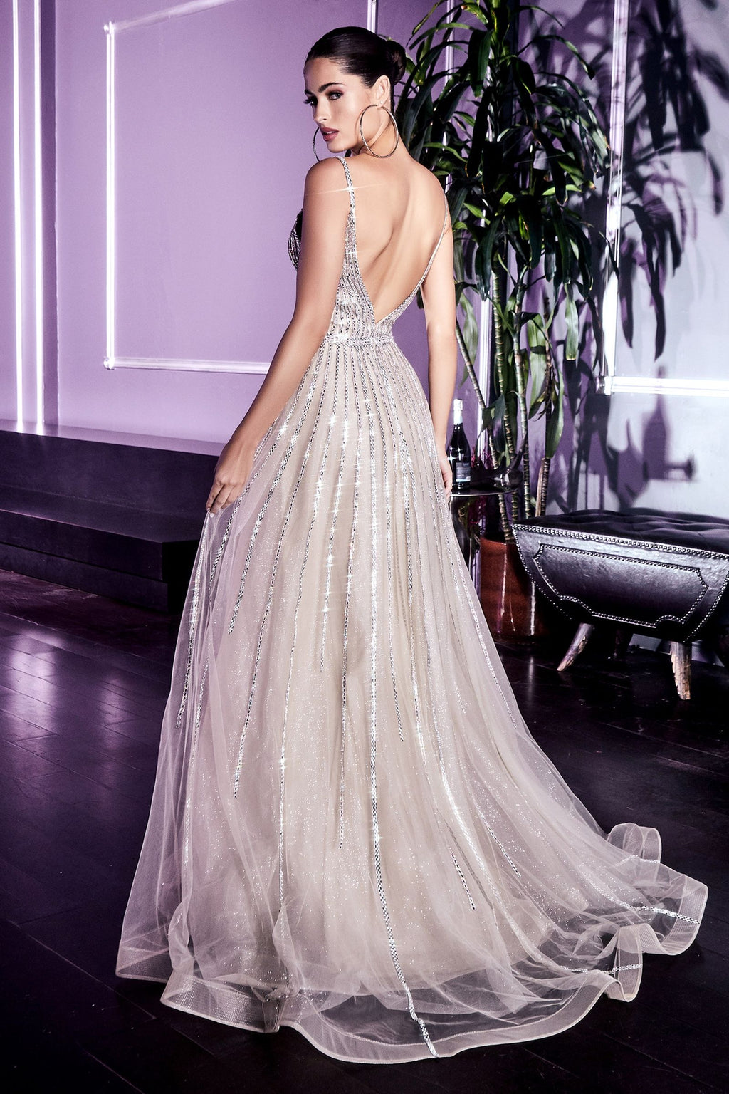 A-Line Embellished Tulle Gown-4