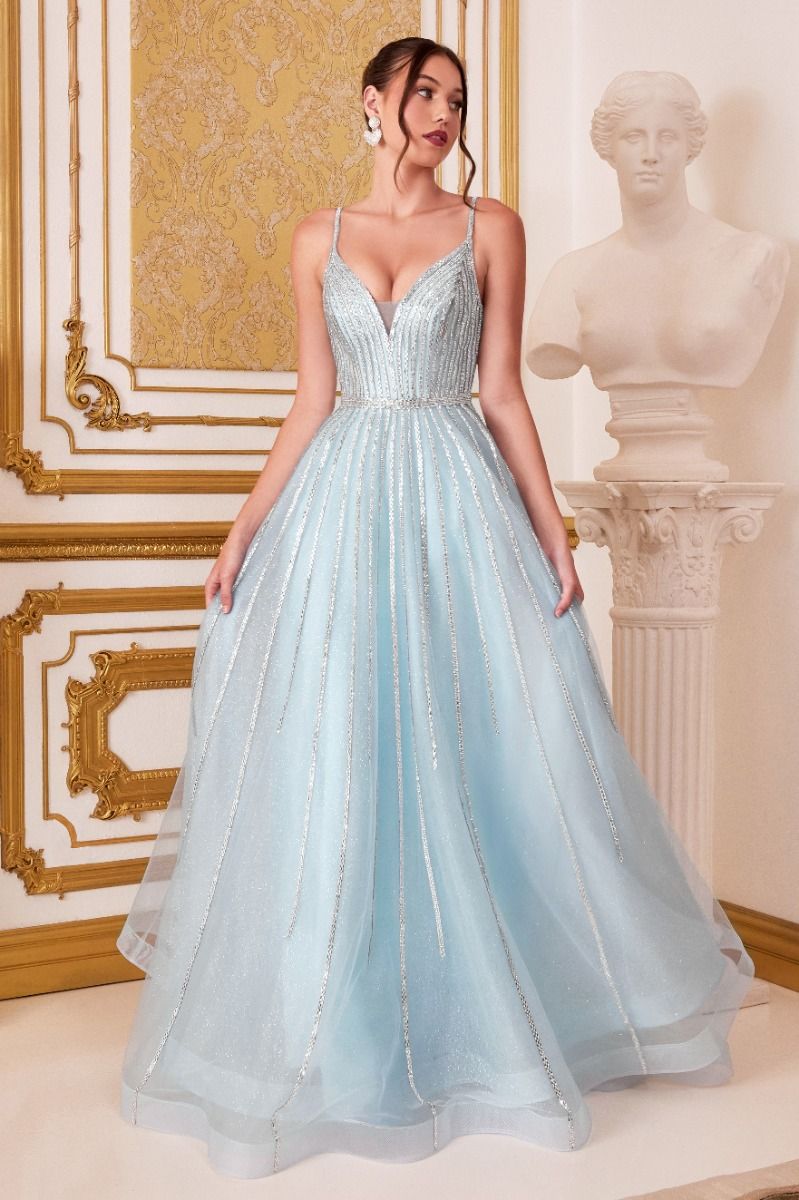 A-Line Embellished Tulle Gown-0