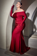 Stretch Satin Gown With Gloves-1