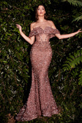 Off The Shoulder Sequin Gown-2