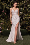 Lace Bodice Strapless Wedding Dress-0