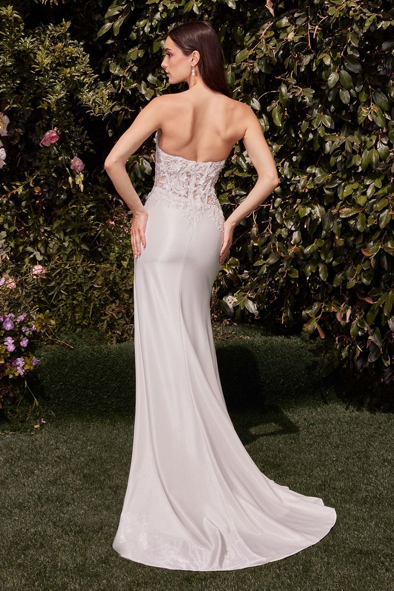 Lace Bodice Strapless Wedding Dress-3