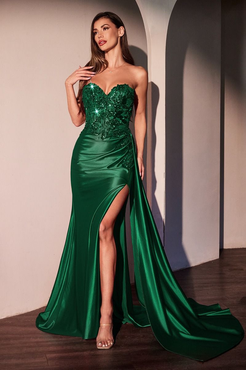 Strapless Sweetheart Fitted Satin Dress-5