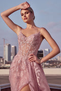 Mauve A-Line Layered Tulle Dress-1