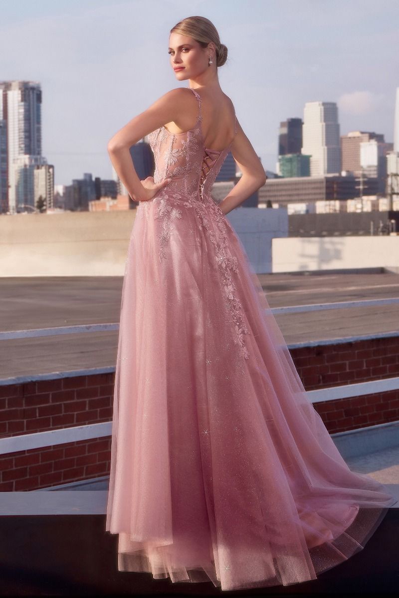 Mauve A-Line Layered Tulle Dress-4