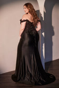 Off The Shoulder Lace & Satin Curve Dress-0