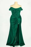 Off The Shoulder Lace & Satin Curve Dress-2