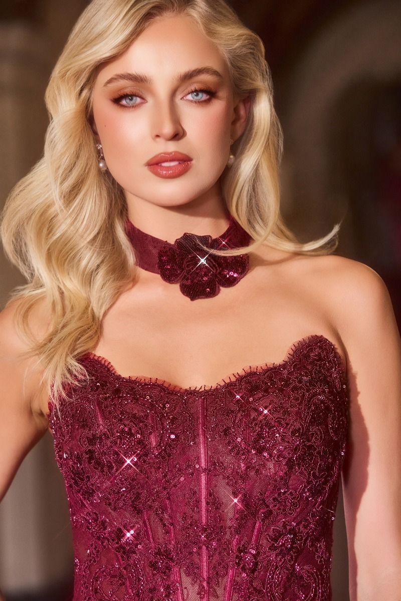 Strapless Embllished Fitted Gown-3
