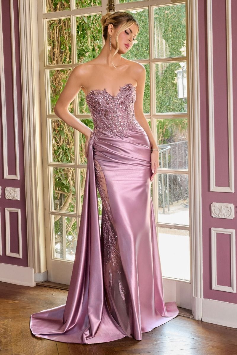 Appliqué On Illusion Sweetheart Neckline-3