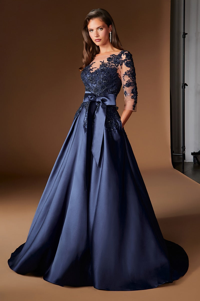 Lace Long Sleeve Mother Of The Bride Ball Gown-1