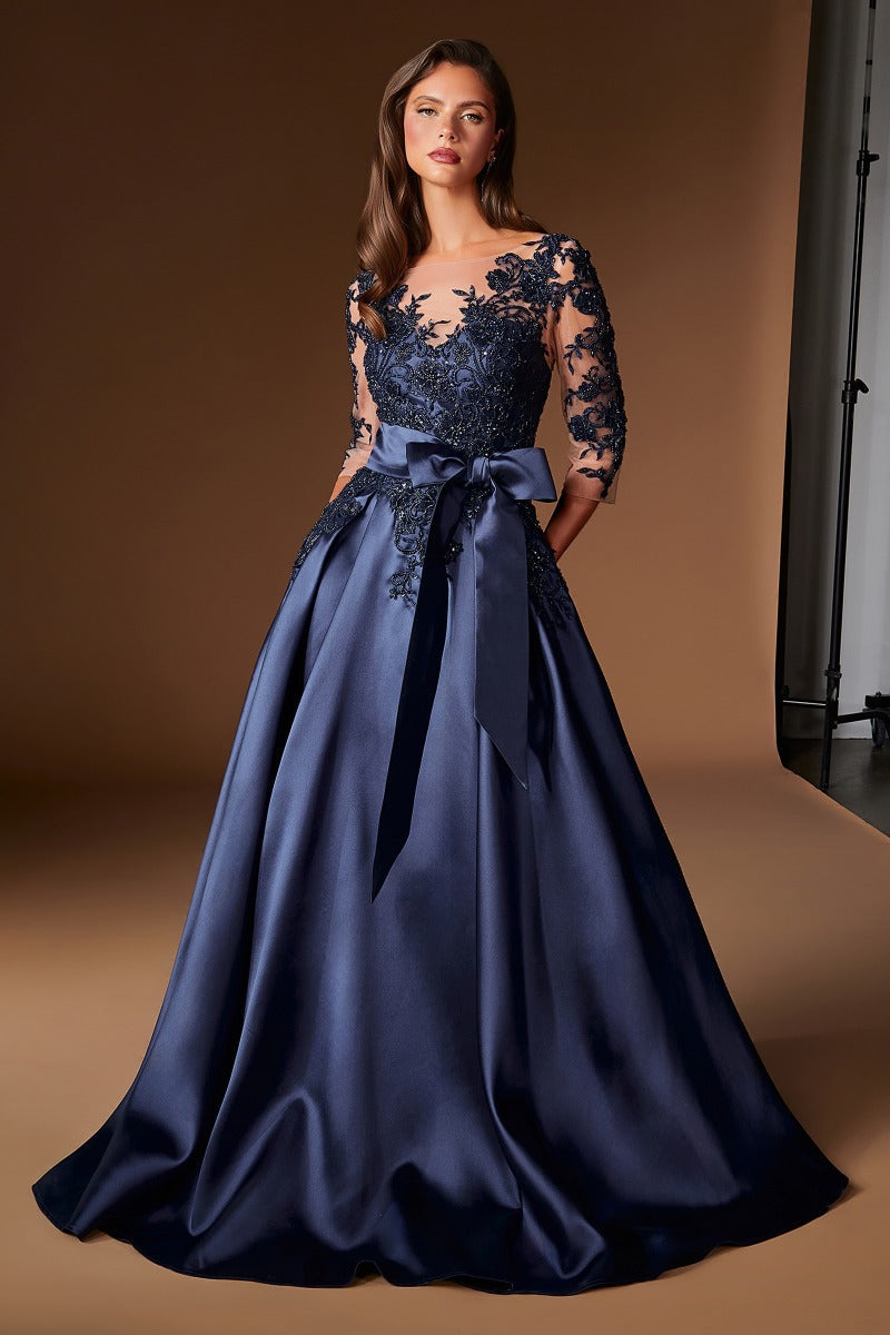 Lace Long Sleeve Mother Of The Bride Ball Gown-0