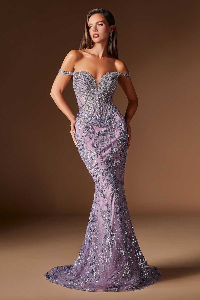Crystal Embellished Illusion Corset Gown with Detachable Glitter Tulle Overskirt and Floral Appliqués-4