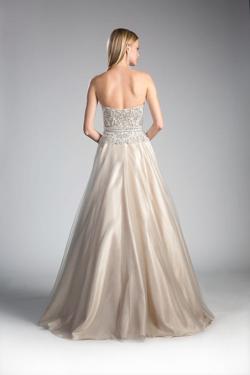 Beaded Lace Bodice Tulle Ball Gown-1