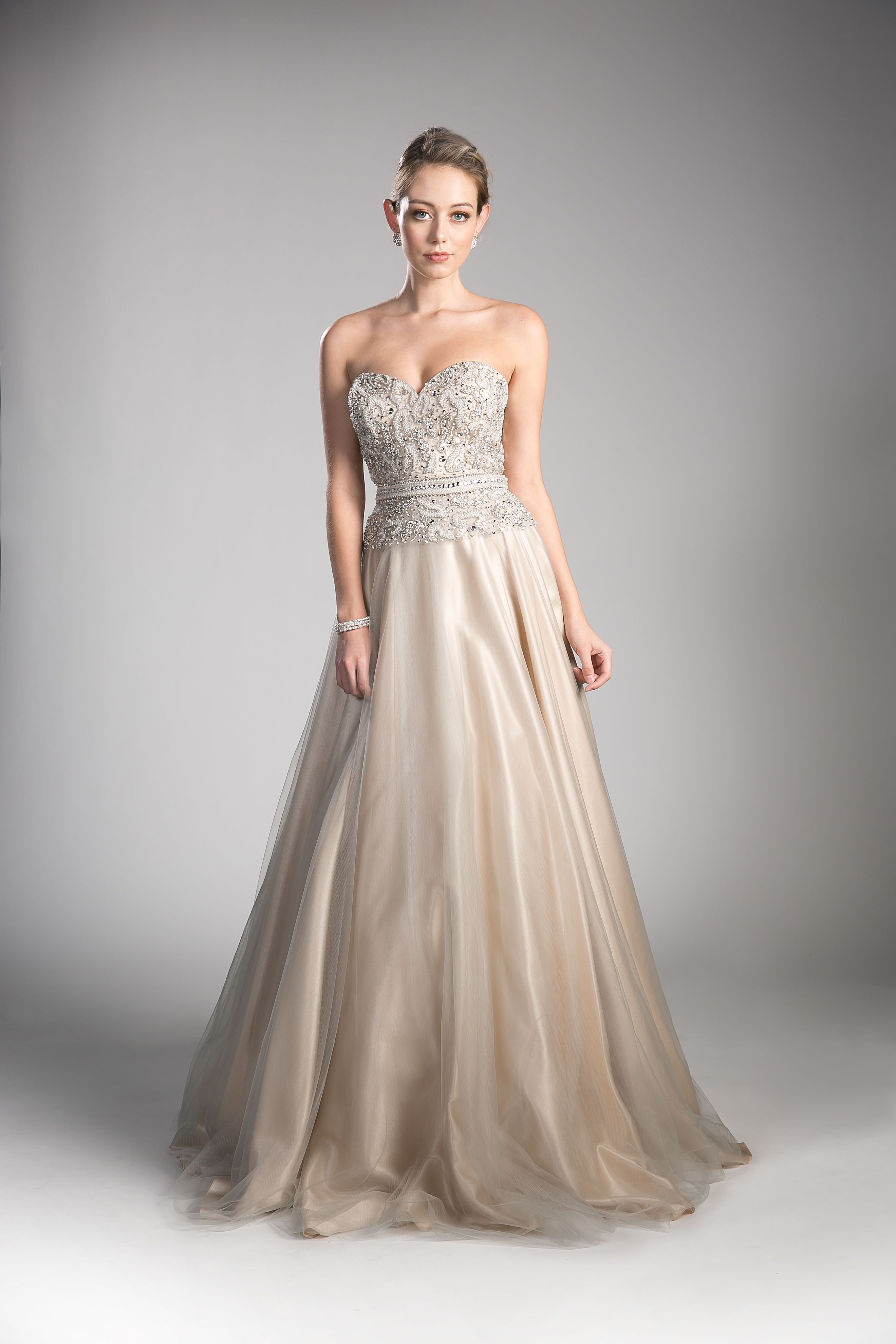 Beaded Lace Bodice Tulle Ball Gown-0