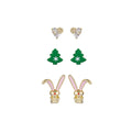 Christmas Bunny Gold Earrings Set