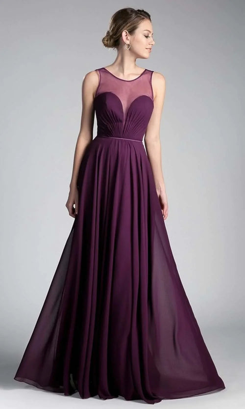 A-Line Chiffon Dress with Illusion Neckline-1