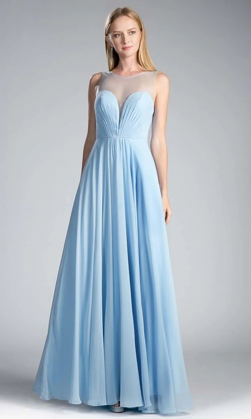 A-Line Chiffon Dress with Illusion Neckline-2