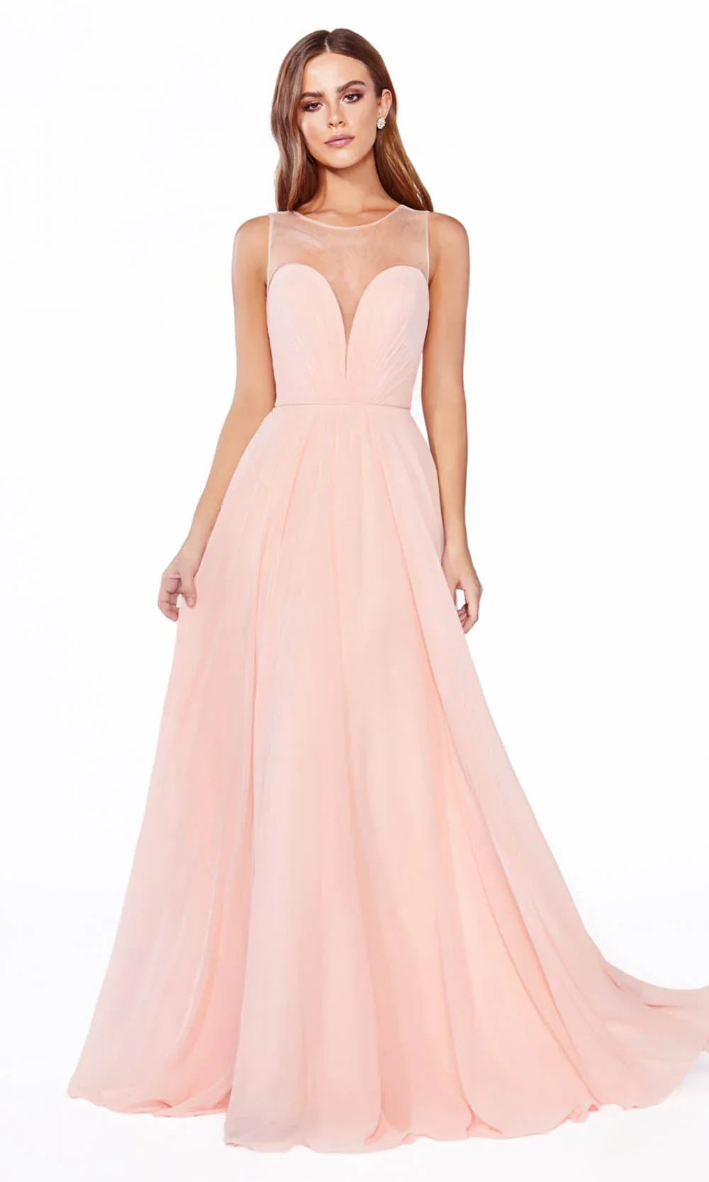 A-Line Chiffon Dress with Illusion Neckline-0