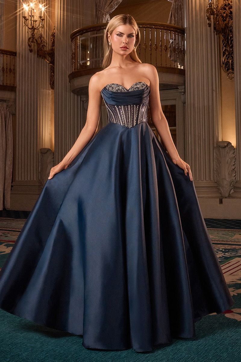 Strapless Satin With Crystal Embellishment-4