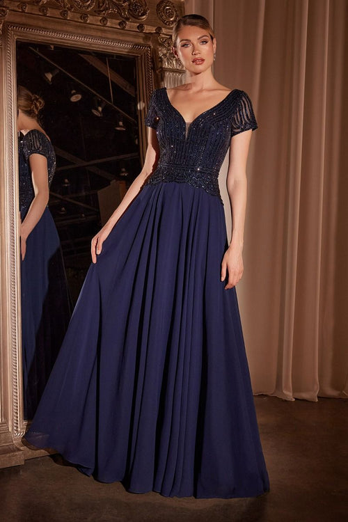 A-Line Chiffon Beaded Gown-0